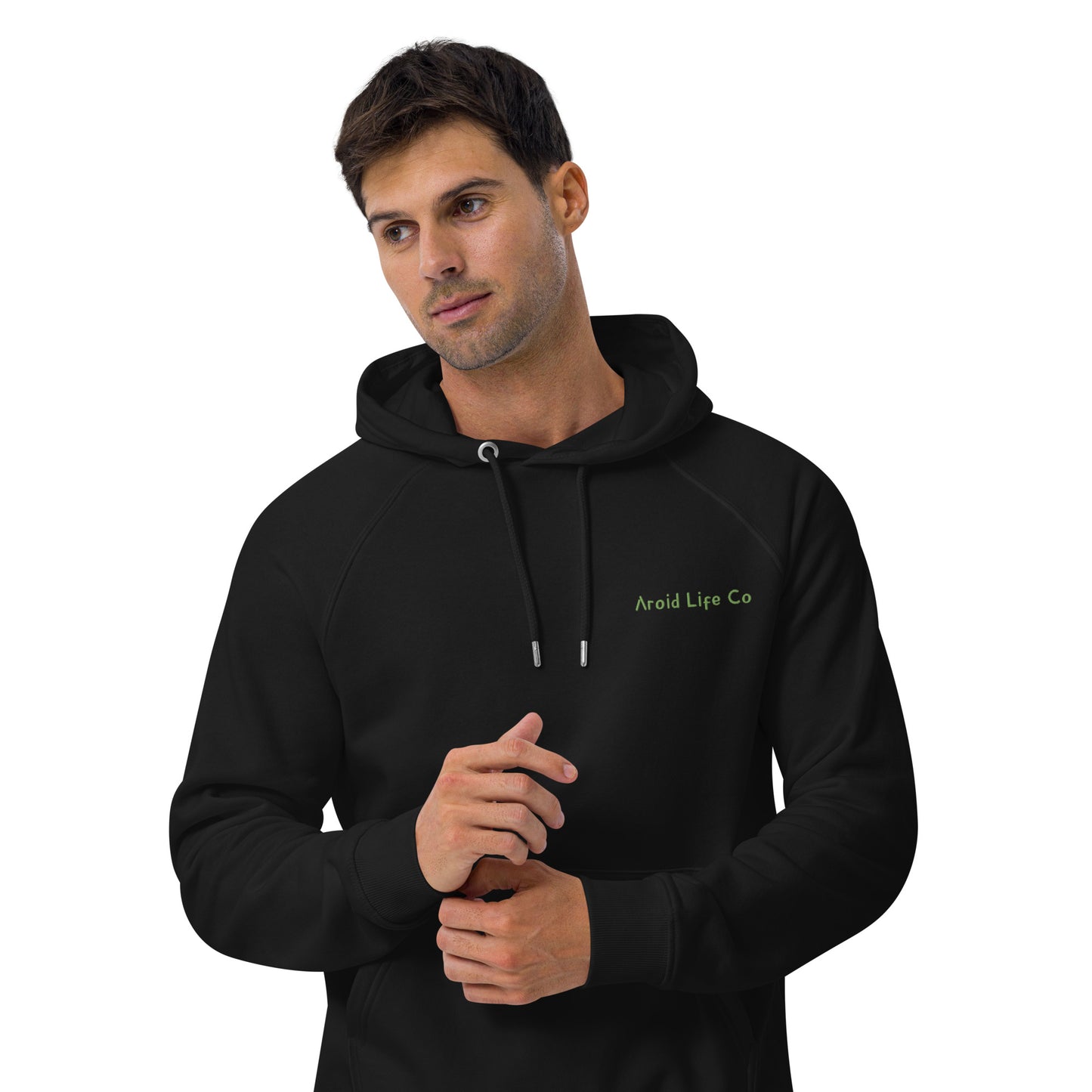Unisex eco raglan hoodie - embroidered logo