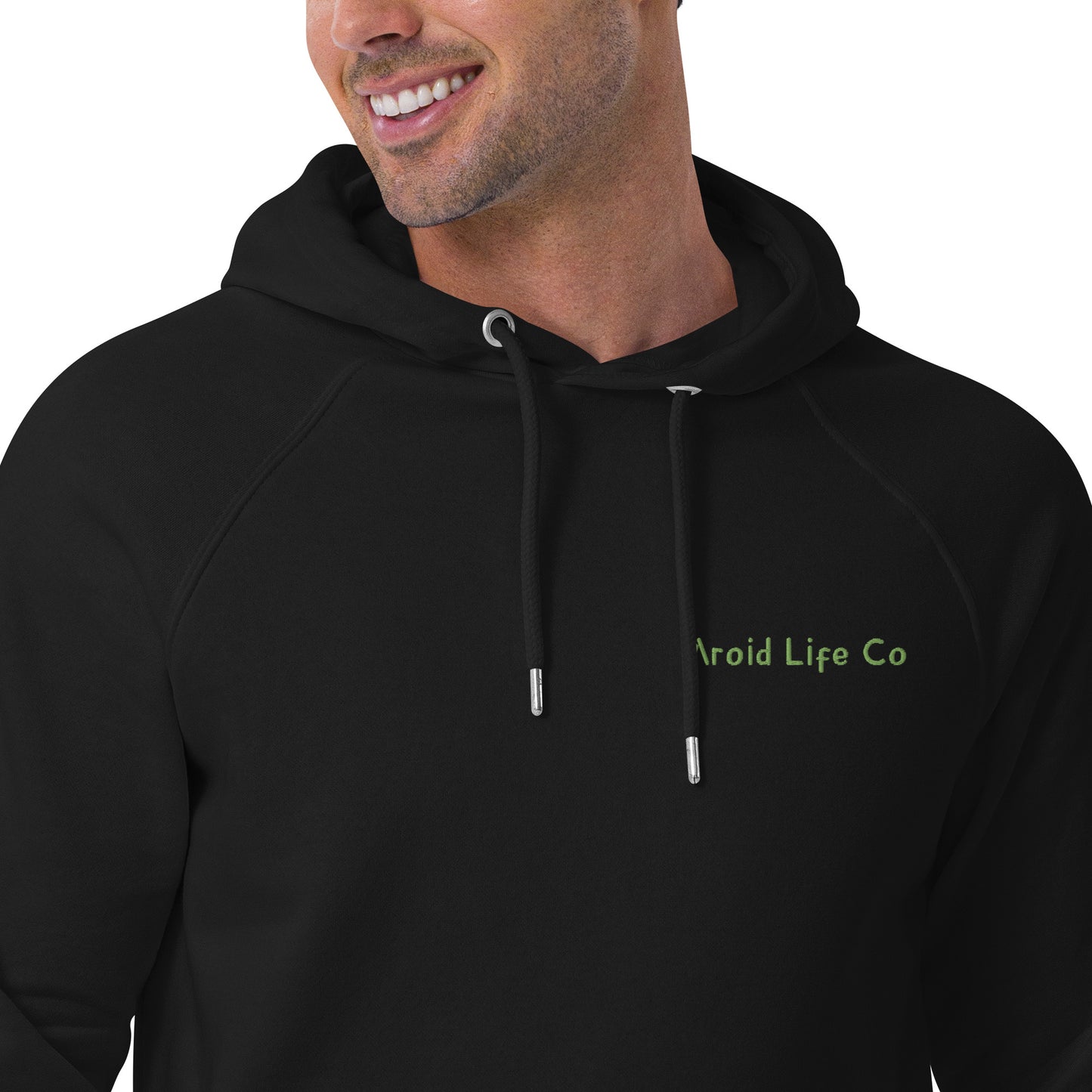 Unisex eco raglan hoodie - embroidered logo
