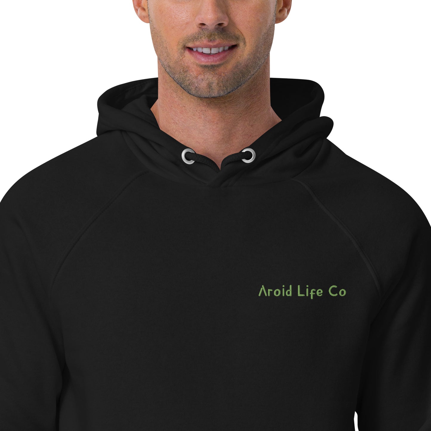 Unisex eco raglan hoodie - embroidered logo