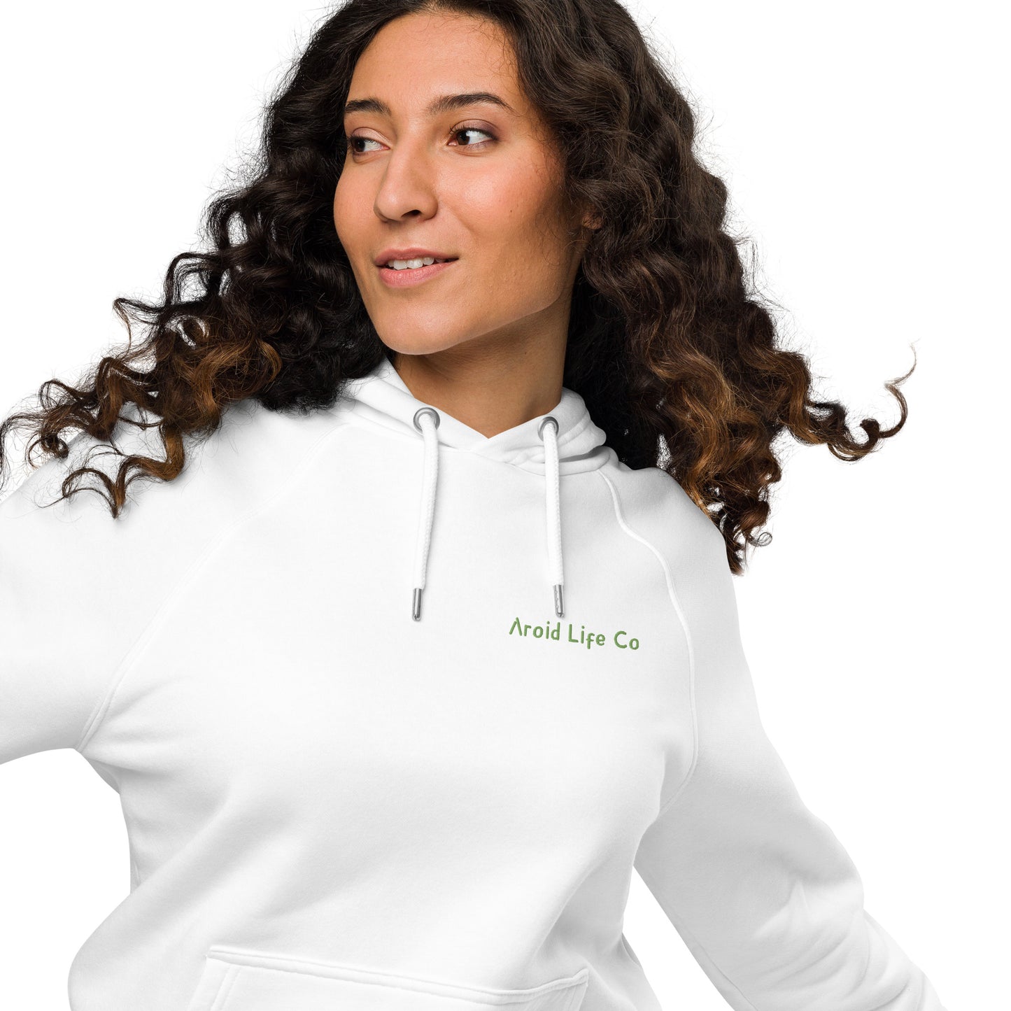 Unisex eco raglan hoodie - embroidered logo