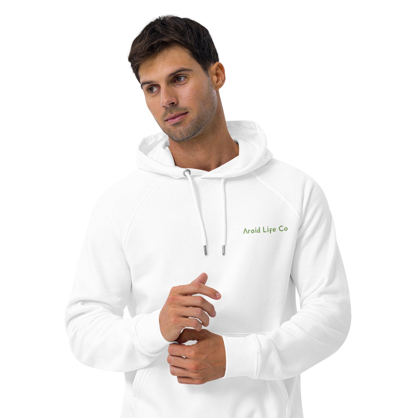 Unisex eco raglan hoodie - embroidered logo