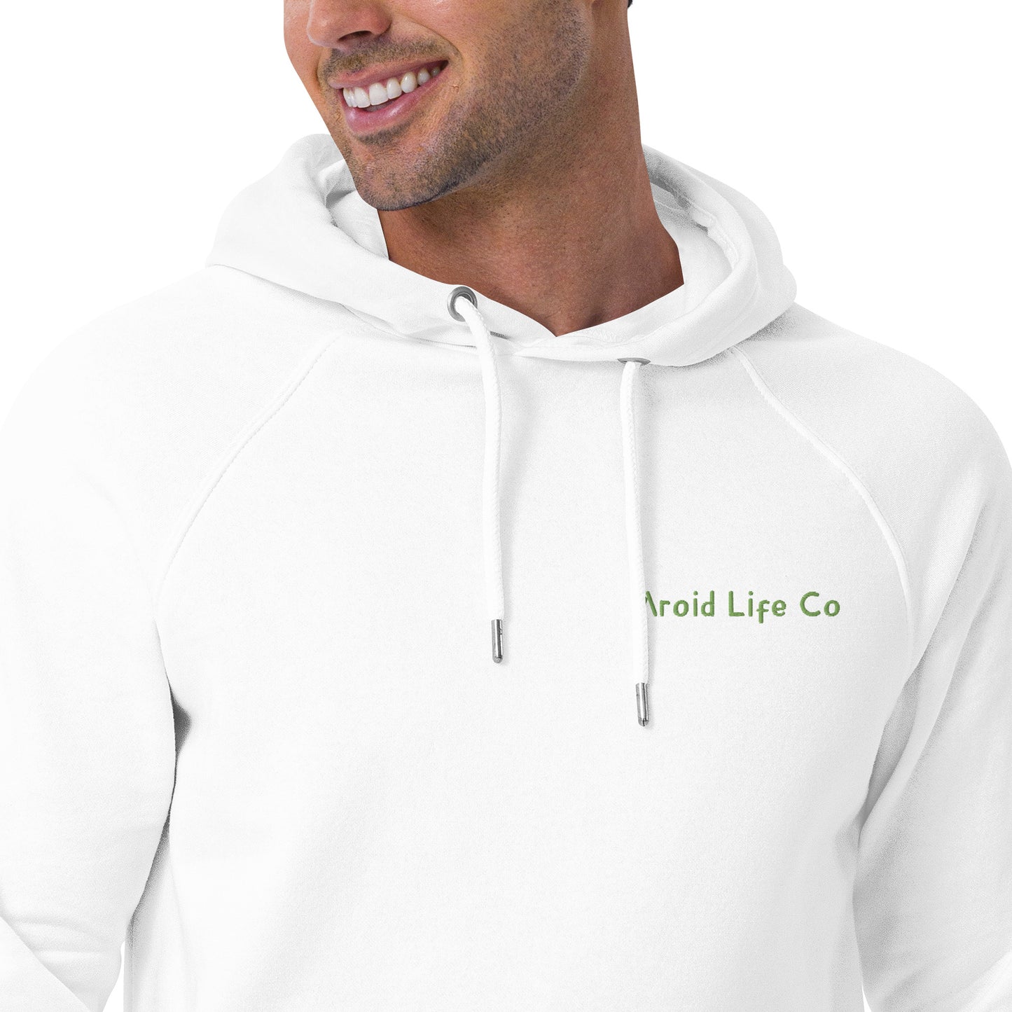 Unisex eco raglan hoodie - embroidered logo