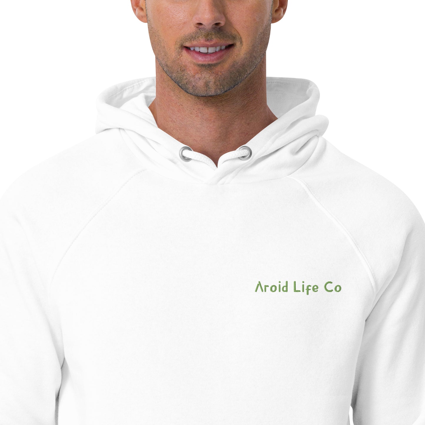 Unisex eco raglan hoodie - embroidered logo