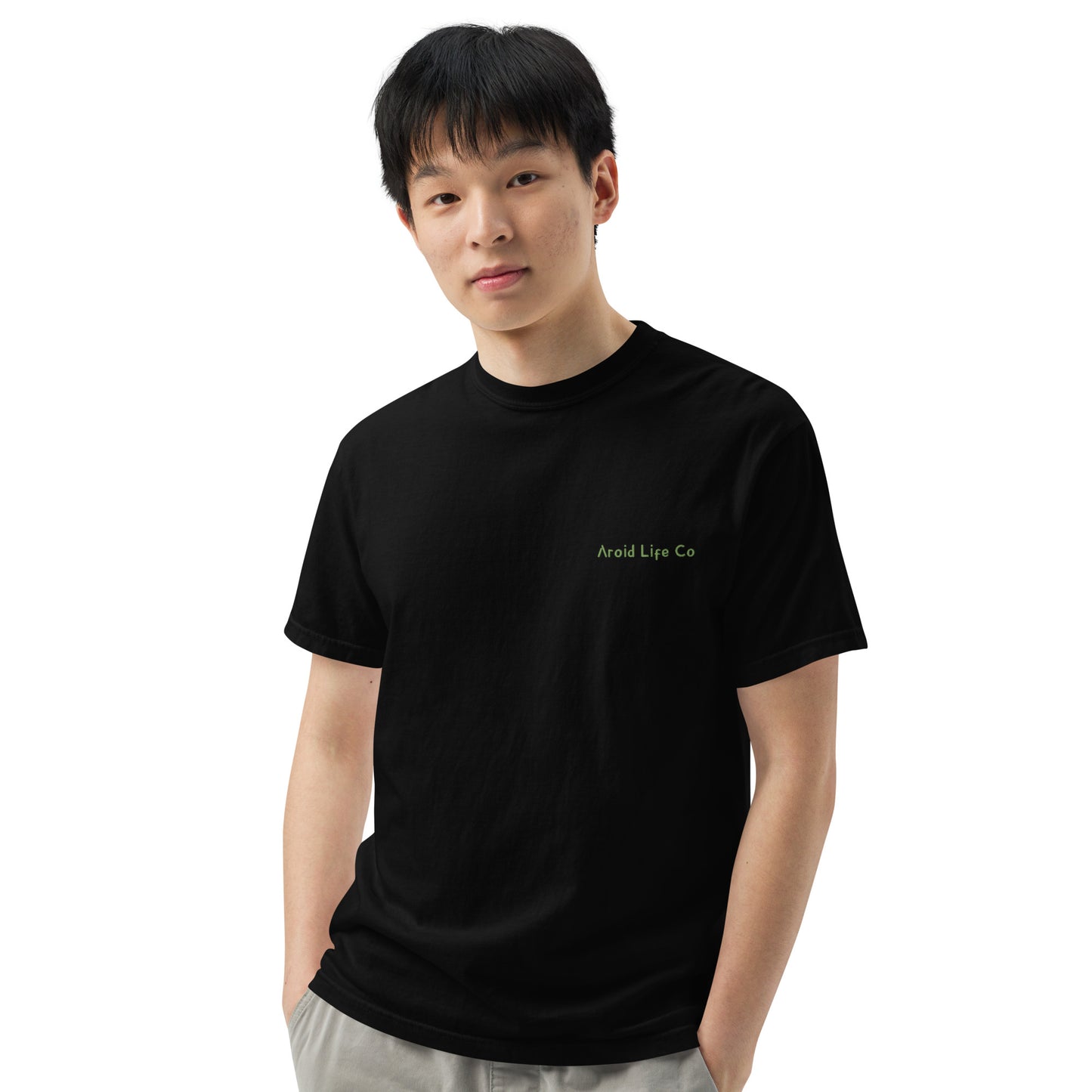 Unisex garment-dyed heavyweight t-shirt - embroidered chest logo