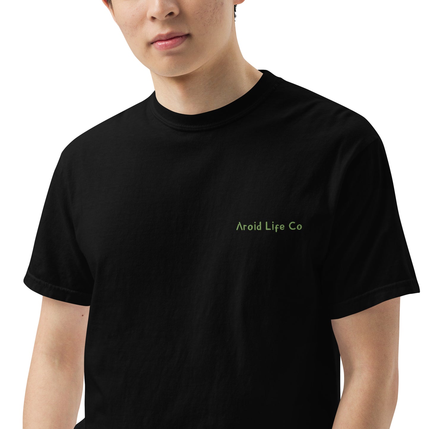 Unisex garment-dyed heavyweight t-shirt - embroidered chest logo