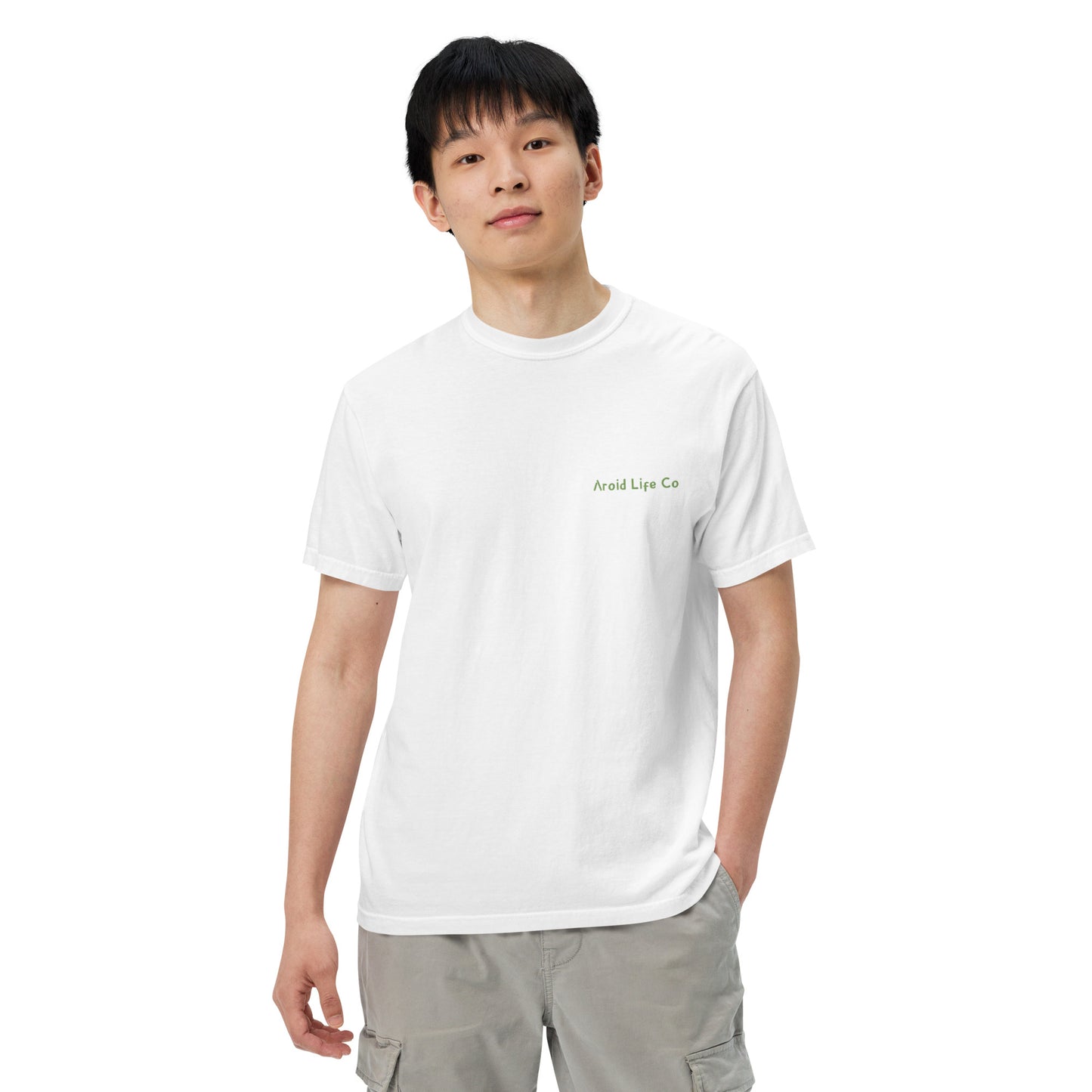 Unisex garment-dyed heavyweight t-shirt - embroidered chest logo