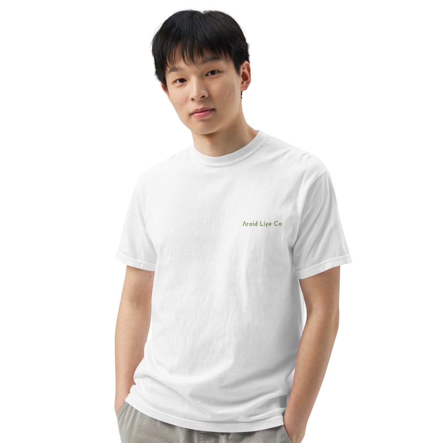 Unisex garment-dyed heavyweight t-shirt - embroidered chest logo